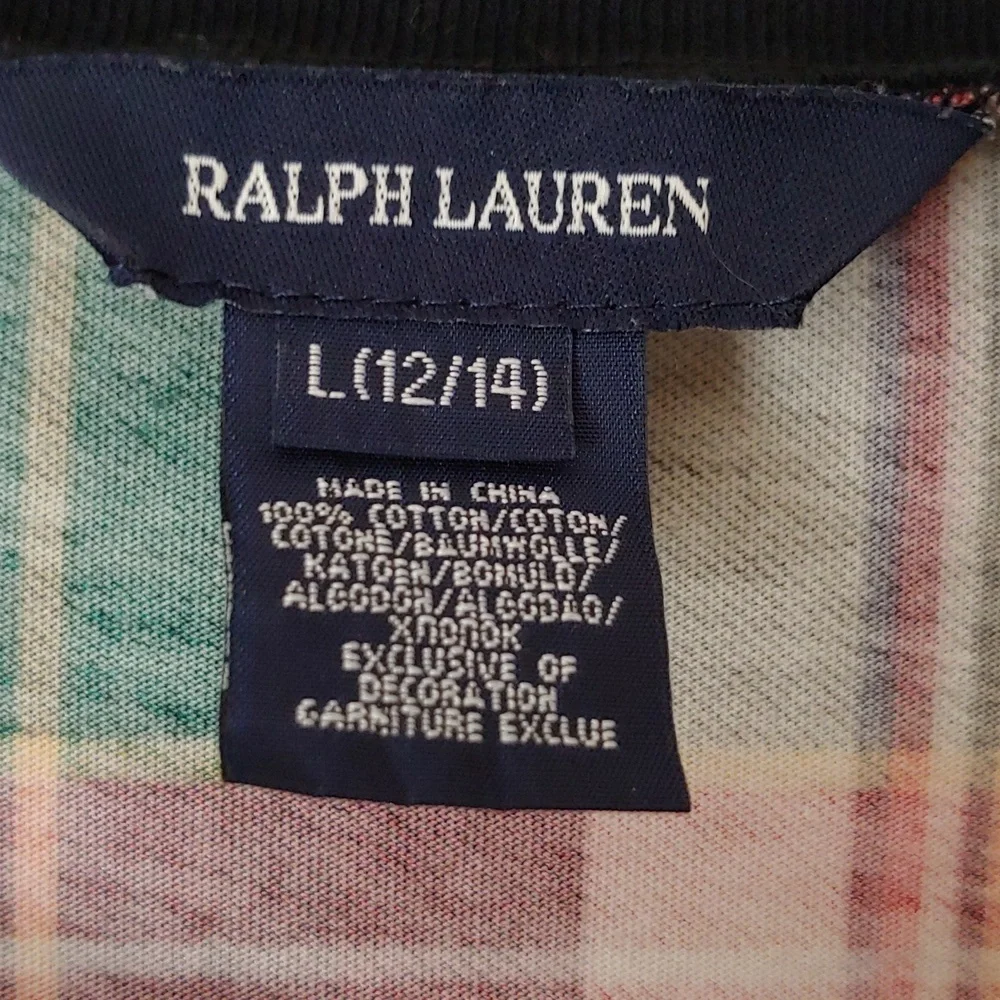Ralph Lauren Plaid Ruffled Bottom Dress. Size Large 12-14. Holiday. Portrait